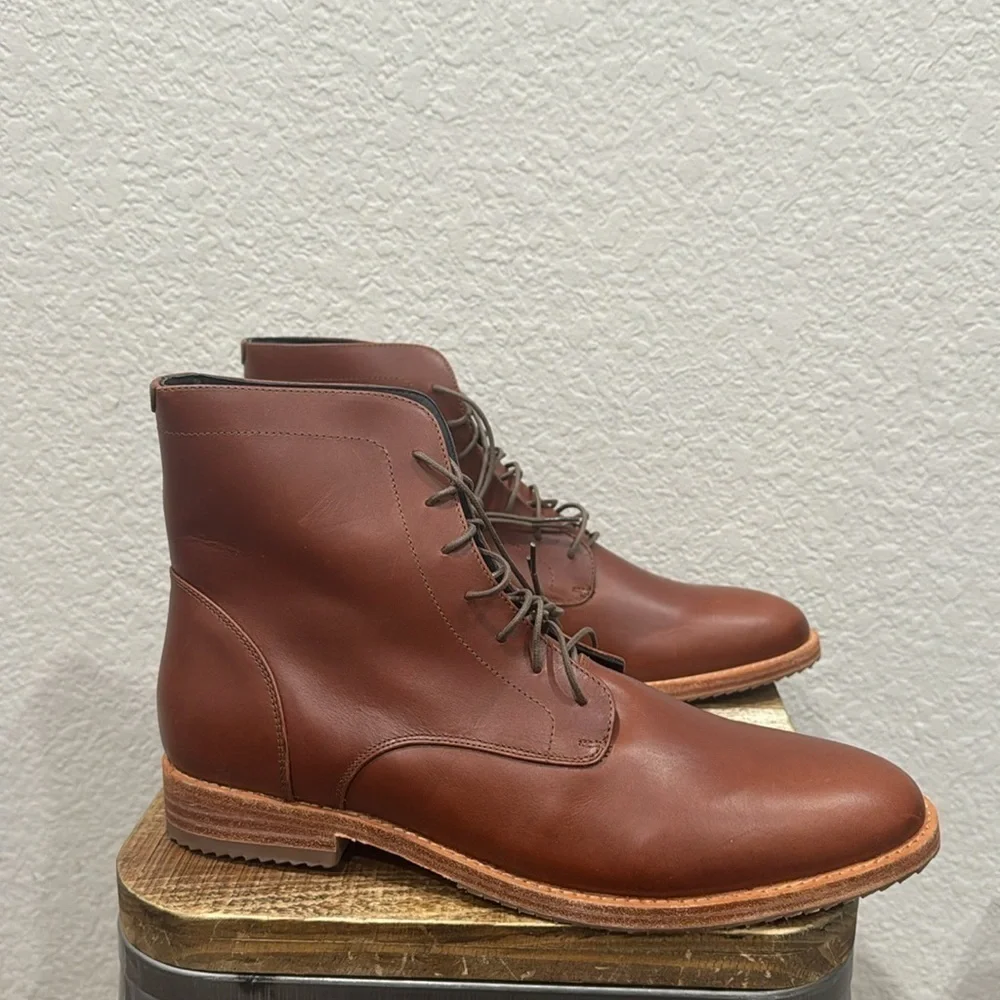 Nisolo All Weather Andres Men’s Brandy Leather Boots Size 9